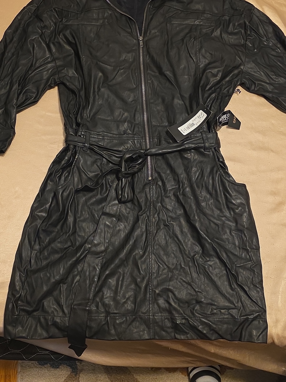 Gabrielle Union New York & Co Black Leather Like Dress Size XL NWT